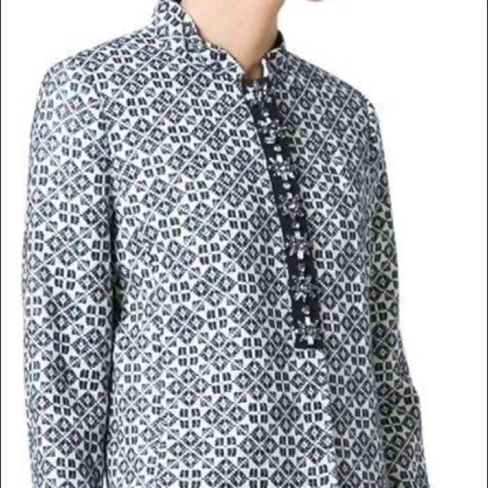 NWT Tory Burch Embellished Crystal Jeweled Blazer Jacquard Cotton Blend Jacket
